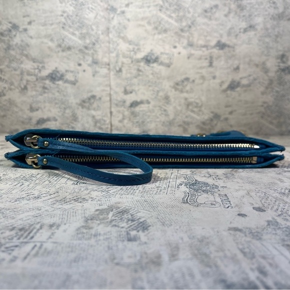 Linea Pelle Double Zipper Clutch with studs and decorative zipper around - Picture 6 of 12